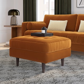 Sven 30" Velvet Ottoman - Plush Pacific Ginger