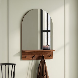 Williams 24" Shelf, Coat Rack, and Mirror - Black and Walnut